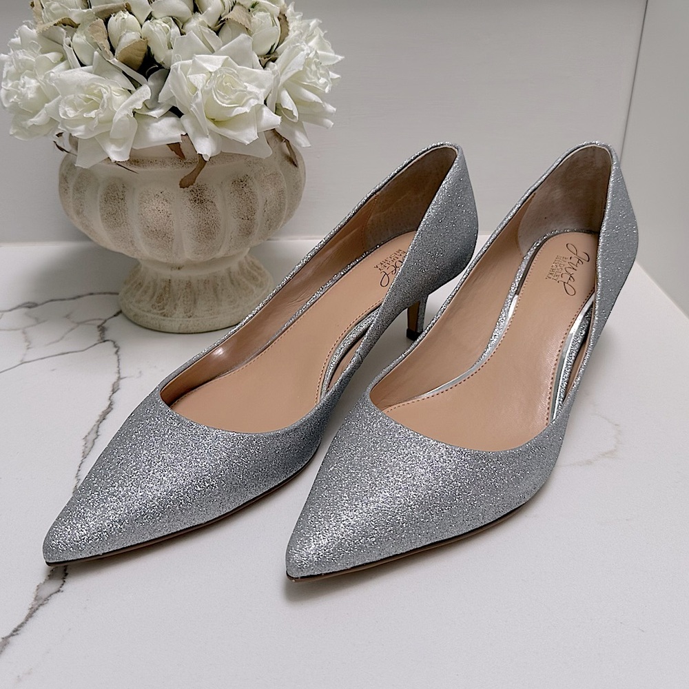 BNIB Jewel Badgley Mischka Silver Sparkly Frenchie Pump | Bridal Event Formal - Picture 3 of 13